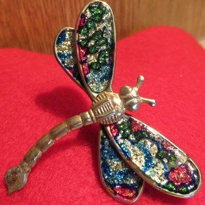 Vintage Lacquer DRAGONFLY Brooch (43J)